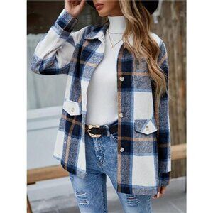Plaid Button-Up Long Sleeve Shacket